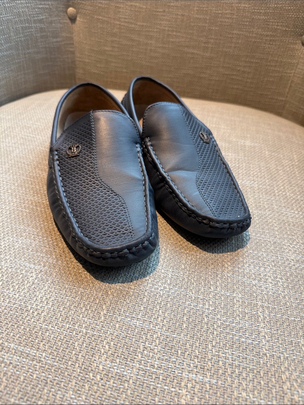 Men's blue Leather Slip-On Driving Loafers